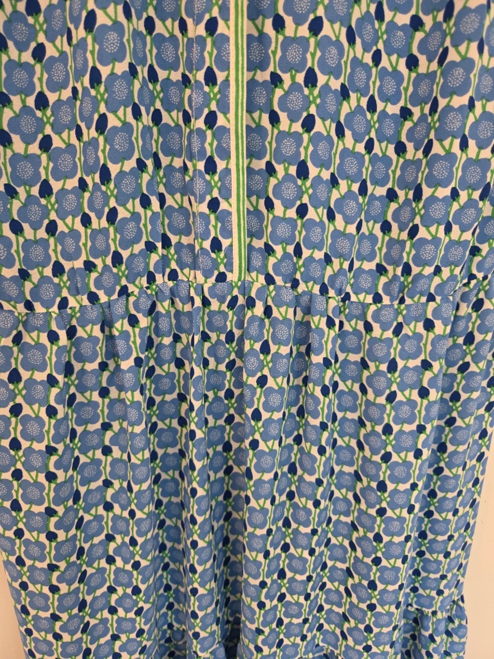 Max Studio maxi dress XS blue/white floral tiered flutter sleeves button down - Picture 8 of 13